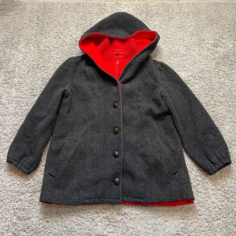 Vintage Authentic Mackintosh Vestcoat Wool Womens Red Dark Gray Size 12**See not